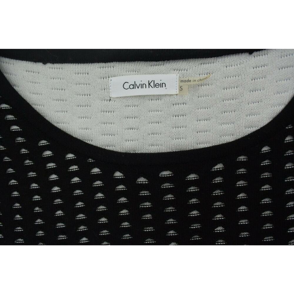 Calvin Klein Long Sleeve Fitted Sweater Dress Womens S Black White - Picture 5 of 6